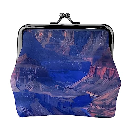 Geldbörse Beauty Grand Canyon Leder Kleingeldbörse Brieftasche Kuss Schloss Schnalle Münzhalter Kleingeldbeutel für Frauen Mädchen, Schwarz , Einheitsgröße, Münzgeldbörse von QQLADY