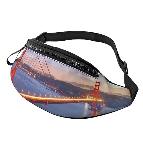 Golden Gate Bridge Bauchtasche für Herren und Damen, verstellbarer Gürtel, lässige Brusttasche, Bauchtaschen für Reisen, Sport, Laufen, Wandern, Hüfttaschen, Schwarz , Einheitsgröße von QQLADY