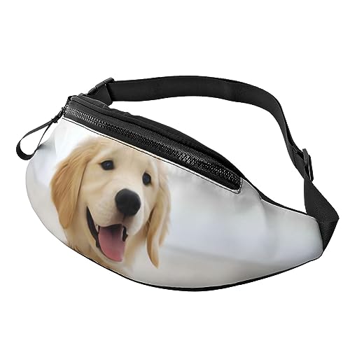 Golden Retriever Welpen Bauchtasche für Mann Frauen Hüfttasche Verstellbarer Gürtel Lässige Brusttasche Bauchtaschen für Reisen Sport Laufen Wandern Hüfttaschen, Schwarz , Einheitsgröße von QQLADY