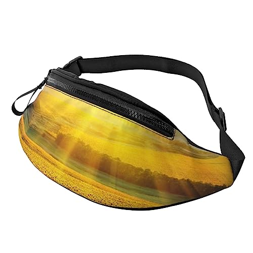 Golden Sunflower Fanny Pack for Man Women Waist Bag Adjustable Belt Casual Chest Bag Bum Bags for Travel Sports Running Hiking Waist Packs, Schwarz , Einheitsgröße von QQLADY