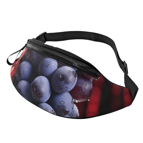 Grape Fanny Pack for Man Women Waist Bag Adjustable Belt Casual Chest Bag Bum Bags for Travel Sports Running Hiking Waist Packs, Schwarz , Einheitsgröße von QQLADY