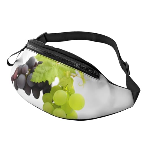 Grape Fanny Pack for Man Women Waist Bag Adjustable Belt Casual Chest Bag Bum Bags for Travel Sports Running Hiking Waist Packs, Schwarz , Einheitsgröße von QQLADY