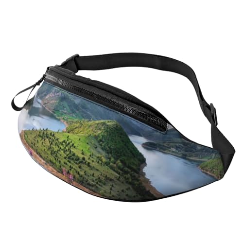 Green Hills and Green Waters Bauchtasche für Herren Damen Hüfttasche Verstellbarer Gürtel Lässige Brusttasche Bauchtaschen für Reisen Sport Laufen Wandern Hüfttaschen, Schwarz , Einheitsgröße von QQLADY