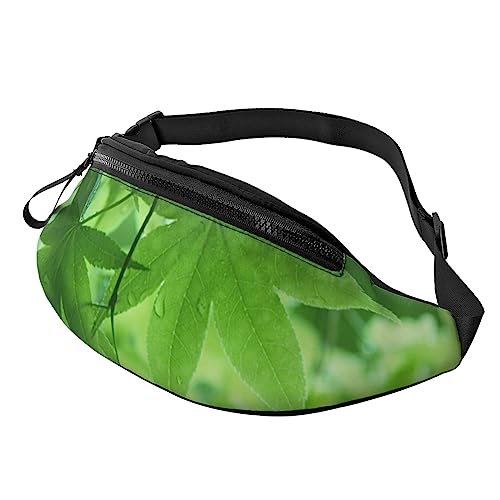 Green Nature Bauchtasche für Herren und Damen, verstellbarer Gürtel, lässige Brusttasche, Bauchtaschen für Reisen, Sport, Laufen, Wandern, Hüfttaschen, Schwarz , Einheitsgröße von QQLADY