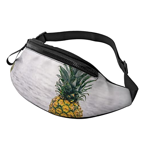 Gürteltasche mit grüner Ananas im Meer für Herren und Damen, verstellbarer Gürtel, lässige Brusttasche, Bauchtaschen für Reisen, Sport, Laufen, Wandern, Hüfttaschen, Schwarz , Einheitsgröße von QQLADY