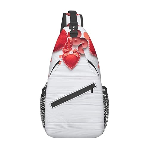Handgefertigte rote Herzen Bauchtasche für Mann Frauen Hüfttasche verstellbarer Gürtel lässige Brusttasche Bauchtaschen für Reisen Sport Laufen Wandern Hüfttaschen, Schwarz , Einheitsgröße von QQLADY