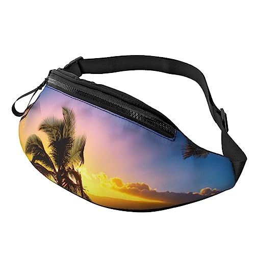 Hawaii Beach Fanny Pack for Man Women Waist Bag Adjustable Belt Casual Chest Bag Bum Bags for Travel Sports Running Hiking Waist Packs, Schwarz , Einheitsgröße von QQLADY