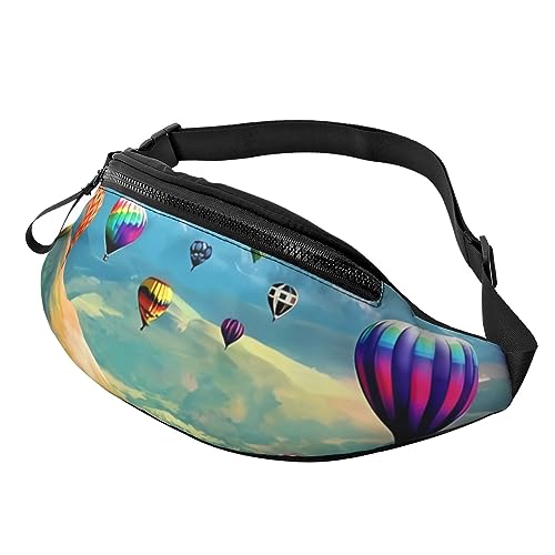 Hot Air Balloons Fanny Pack for Man Women Waist Bag Adjustable Belt Casual Chest Bag Bum Bags for Travel Sports Running Hiking Waist Packs, Schwarz , Einheitsgröße von QQLADY