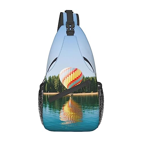 Hot Balloon Above The Calm Lake Bauchtasche für Herren Damen Hüfttasche Verstellbarer Gürtel Lässige Brusttasche Bauchtaschen für Reisen Sport Laufen Wandern Hüfttaschen, Schwarz , Einheitsgröße von QQLADY