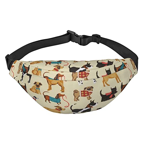 Hound Dogs Bauchtasche für Damen und Herren, verstellbarer Gürtel, lässige Brusttasche, Bauchtaschen für Reisen, Wandern, Hüfttaschen, Schwarz , Einheitsgröße von QQLADY