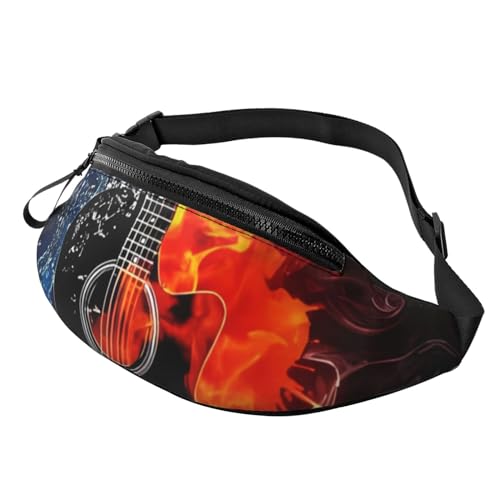 Ice and Fire Guitar Fanny Pack for Man Women Waist Bag Adjustable Belt Casual Chest Bag Bum Bags for Travel Sports Running Hiking Waist Packs, Schwarz , Einheitsgröße von QQLADY