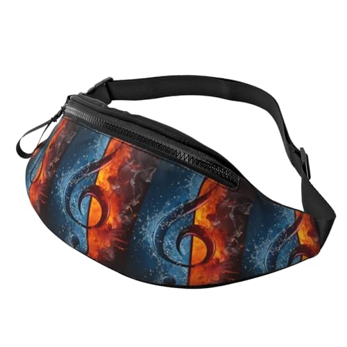 Ice and Fire Music Key Fanny Pack for Man Women Waist Bag Adjustable Belt Casual Chest Bag Bum Bags for Travel Sports Running Hiking Waist Packs, Schwarz , Einheitsgröße von QQLADY