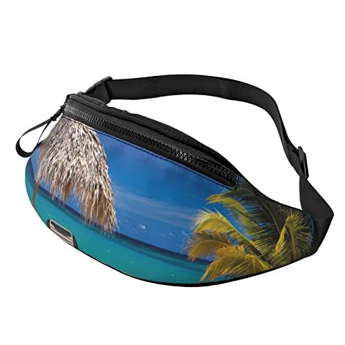Jamaica Beach Fanny Pack for Man Women Waist Bag Adjustable Belt Casual Chest Bag Bum Bags for Travel Sports Running Hiking Waist Packs, Schwarz , Einheitsgröße von QQLADY