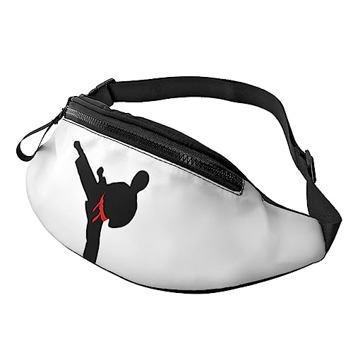 Karate Boy Changeable Belt Color Fanny Pack for Man Women Waist Bag Adjustable Belt Casual Chest Bag Bum Bags For Travel Sports Running Hiking Waist Packs, Schwarz , Einheitsgröße von QQLADY