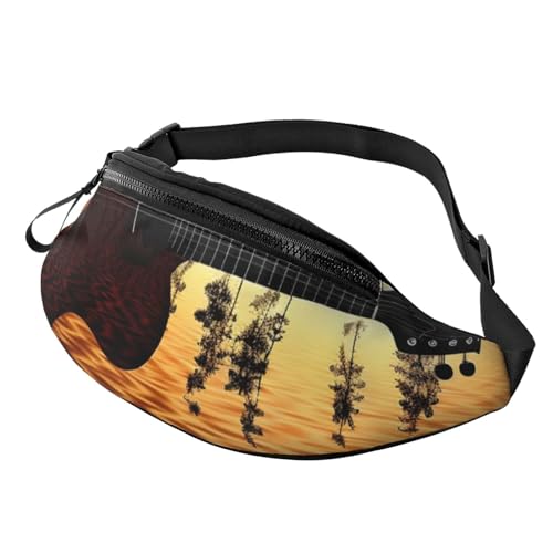 Lake Guitar Reflection Fanny Pack for Man Women Waist Bag Adjustable Belt Casual Chest Bag Bum Bags for Travel Sports Running Hiking Waist Packs, Schwarz , Einheitsgröße von QQLADY