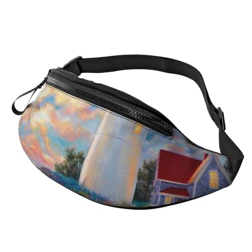 Lighthouse Diamond Fanny Pack for Man Women Waist Bag Adjustable Belt Casual Chest Bag Bum Bags for Travel Sports Running Hiking Waist Packs, Schwarz , Einheitsgröße von QQLADY