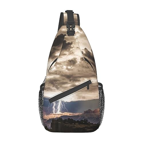Lightning Grand Canyon Dark Cloud Fanny Pack for Man Women Waist Bag Adjustable Belt Casual Chest Bag Bum Bags for Travel Sports Running Hiking Waist Packs, Schwarz , Einheitsgröße von QQLADY