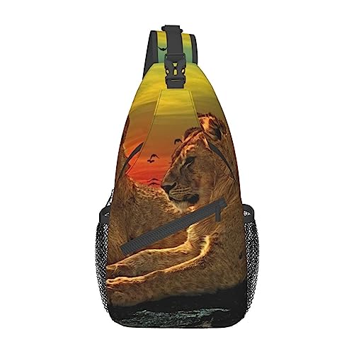 Lion and Lioness Fanny Pack for Man Women Waist Bag Adjustable Belt Casual Chest Bag Bum Bags for Travel Sports Running Hiking Waist Packs, Schwarz , Einheitsgröße von QQLADY