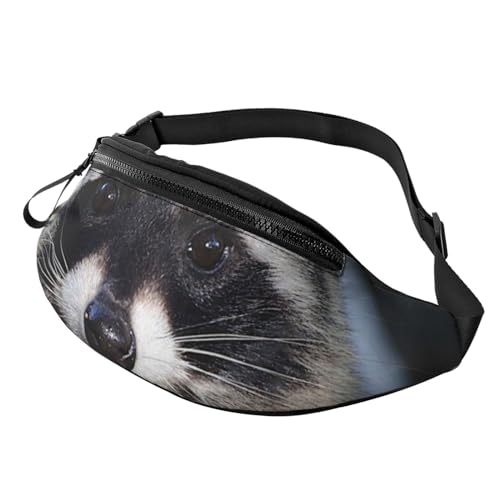 Little Raccoon Face Fanny Pack for Man Women Waist Bag Adjustable Belt Casual Chest Bag Bum Bags for Travel Sports Running Hiking Waist Packs, Schwarz , Einheitsgröße von QQLADY