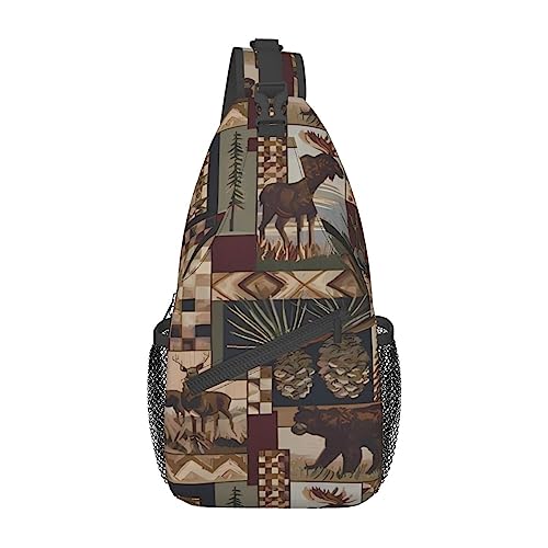 Lodge Bear Hirsch Bauchtasche für Mann Frauen Hüfttasche Verstellbarer Gürtel Lässige Brusttasche Bauchtaschen für Reisen Sport Laufen Wandern Hüfttaschen, Schwarz , Einheitsgröße von QQLADY