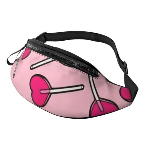 Lollipop Pattern Fanny Pack for Man Women Waist Bag Adjustable Belt Casual Chest Bag Bum Bags for Travel Sports Running Hiking Waist Packs, Schwarz , Einheitsgröße von QQLADY