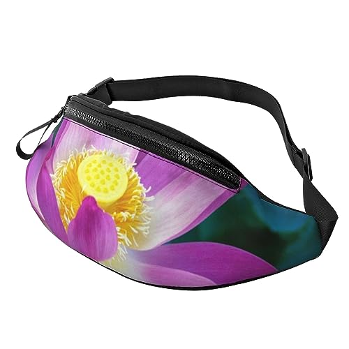 Lotus Flower Fanny Pack for Man Women Waist Bag Adjustable Belt Casual Chest Bag Bum Bags for Travel Sports Running Hiking Waist Packs, Schwarz , Einheitsgröße von QQLADY