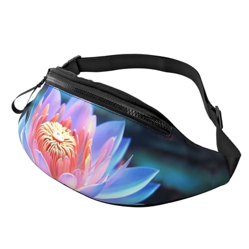 Lotus Flower Fanny Pack for Man Women Waist Bag Adjustable Belt Casual Chest Bag Bum Bags for Travel Sports Running Hiking Waist Packs, Schwarz , Einheitsgröße von QQLADY