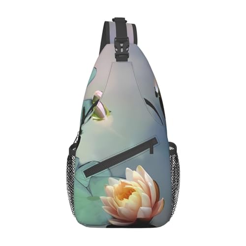 Lotus Flower Painting Fanny Pack for Man Women Waist Bag Adjustable Belt Casual Chest Bag Bum Bags for Travel Sports Running Hiking Waist Packs, Schwarz , Einheitsgröße von QQLADY