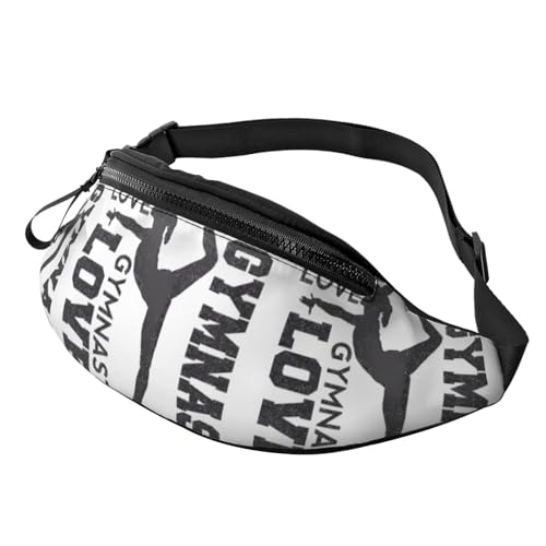 Love Gymnastics Fanny Pack for Man Women Waist Bag Adjustable Belt Casual Chest Bag Bum Bags for Travel Sports Running Hiking Waist Packs, Schwarz , Einheitsgröße von QQLADY