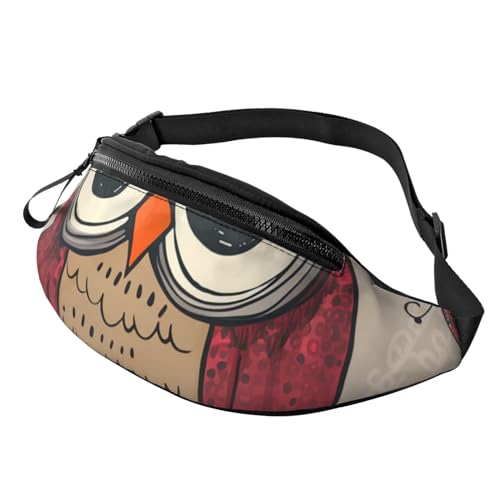 Love Owl Fanny Pack for Man Women Waist Bag Adjustable Belt Casual Chest Bag Bum Bags for Travel Sports Running Hiking Waist Packs, Schwarz , Einheitsgröße von QQLADY