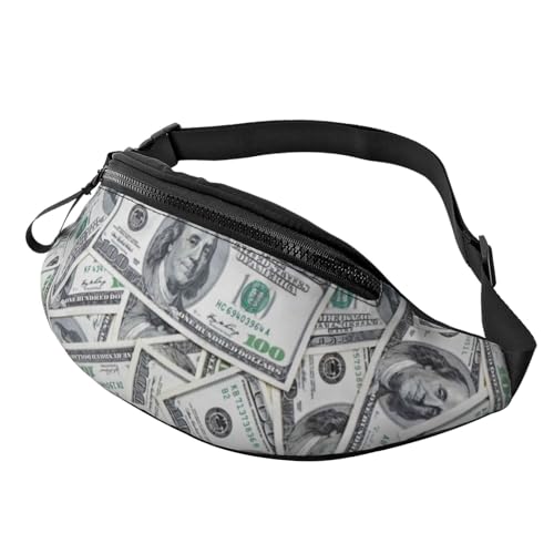 Lustige Dollar-Geld-Bauchtasche für Männer und Frauen, Hüfttasche, verstellbarer Gürtel, lässige Brusttasche, Bauchtaschen für Reisen, Sport, Laufen, Wandern, Hüfttaschen, Schwarz , Einheitsgröße von QQLADY