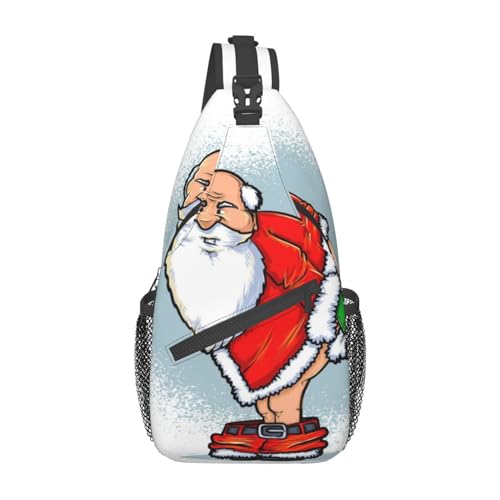 Lustige Weihnachtsmann Bauchtasche für Mann Frauen Hüfttasche Verstellbarer Gürtel Lässige Brusttasche Bauchtaschen für Reisen Sport Laufen Wandern Hüfttaschen, Schwarz , Einheitsgröße von QQLADY