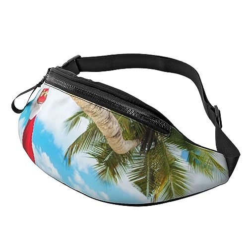 Merry Christmas Palm Tree Fanny Pack for Man Women Waist Bag Adjustable Belt Casual Chest Bag Bum Bags for Travel Sports Running Hiking Waist Packs, Schwarz , Einheitsgröße von QQLADY