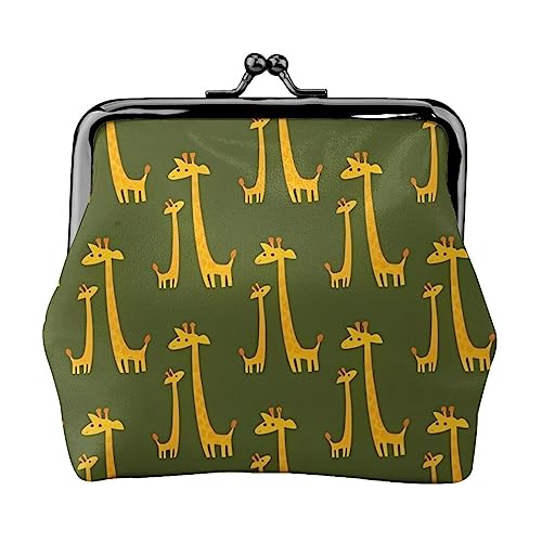 Münzgeldbörse Cartoon Giraffe Leder Kleingeldbörse Brieftasche Kuss Schloss Schnalle Münzhalter Kleingeldbeutel für Frauen Mädchen, Schwarz , Einheitsgröße, Münzgeldbörse von QQLADY