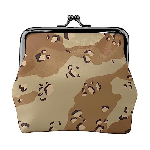 Münzgeldbörse Desert Camo Leder Kleingeld Geldbörse Brieftasche Kuss Schloss Schnalle Münzhalter Kleingeldbeutel für Frauen Mädchen, Schwarz , Einheitsgröße, Münzgeldbörse von QQLADY