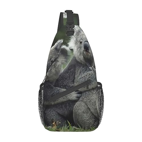 Niedliche Koalabär-Bär-Gürteltasche für Herren und Damen, verstellbarer Gürtel, lässige Brusttasche, Bauchtaschen für Reisen, Sport, Laufen, Wandern, Hüfttaschen, Schwarz , Einheitsgröße von QQLADY