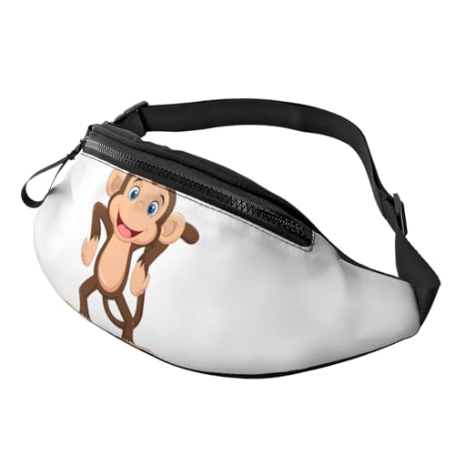 Niedliche Monkey Bauchtasche für Mann Frauen Hüfttasche Verstellbarer Gürtel Lässige Brusttasche Bauchtaschen für Reisen Sport Laufen Wandern Hüfttaschen, Schwarz , Einheitsgröße von QQLADY