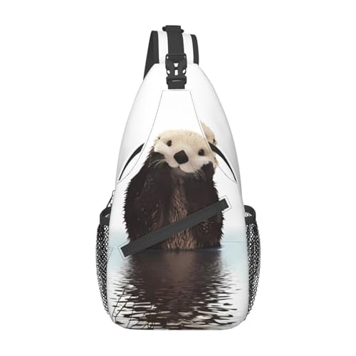 Niedliche Otter Bauchtasche für Mann Frauen Hüfttasche Verstellbarer Gürtel Lässige Brusttasche Bauchtaschen für Reisen Sport Laufen Wandern Hüfttaschen, Schwarz , Einheitsgröße von QQLADY