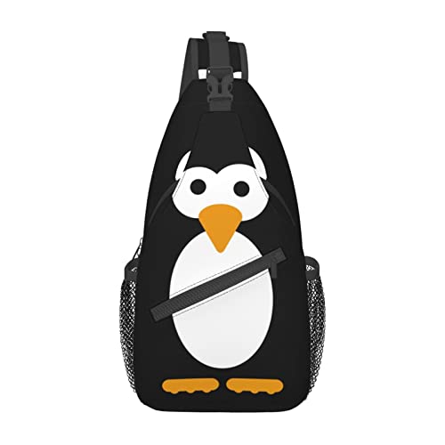 Niedliche Pinguin-Bauchtasche für Herren und Damen, verstellbarer Gürtel, lässige Brusttasche, Bauchtaschen für Reisen, Sport, Laufen, Wandern, Hüfttaschen, Schwarz , Einheitsgröße von QQLADY