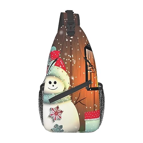 Niedliche Schneemann Bauchtasche für Mann Frauen Hüfttasche Verstellbarer Gürtel Lässige Brusttasche Bauchtaschen für Reisen Sport Laufen Wandern Hüfttaschen, Schwarz , Einheitsgröße von QQLADY