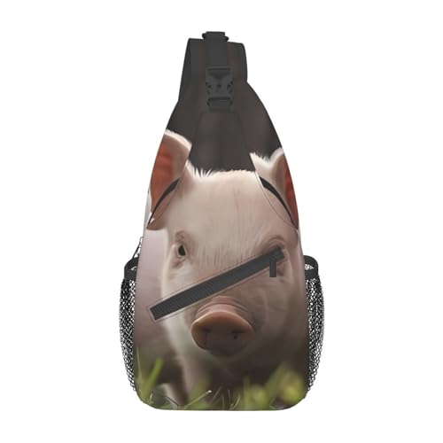 Niedliche Schweine-Bauchtasche für Männer und Frauen, Hüfttasche, verstellbarer Gürtel, lässige Brusttasche, Bauchtaschen für Reisen, Sport, Laufen, Wandern, Hüfttaschen, Schwarz , Einheitsgröße von QQLADY