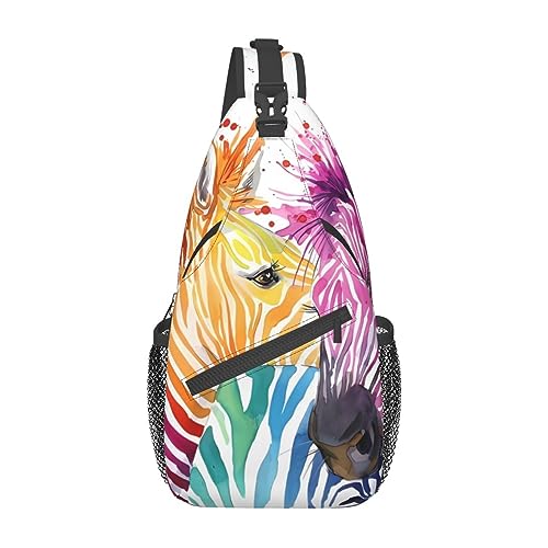 Niedliche bunte Zebra Bauchtasche für Mann Frauen Hüfttasche Verstellbarer Gürtel Lässige Brusttasche Bauchtaschen für Reisen Sport Laufen Wandern Hüfttaschen, Schwarz , Einheitsgröße von QQLADY