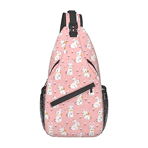 Niedliche weiße Hasen Bauchtasche für Mann Frauen Hüfttasche Verstellbarer Gürtel Lässige Brusttasche Bauchtaschen für Reisen Sport Laufen Wandern Hüfttaschen, Schwarz , Einheitsgröße von QQLADY