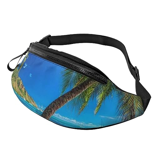 Ocean Tropical Island Bauchtasche für Mann Frauen Hüfttasche Verstellbarer Gürtel Lässige Brusttasche Bauchtaschen für Reisen Sport Laufen Wandern Hüfttaschen, Schwarz , Einheitsgröße von QQLADY