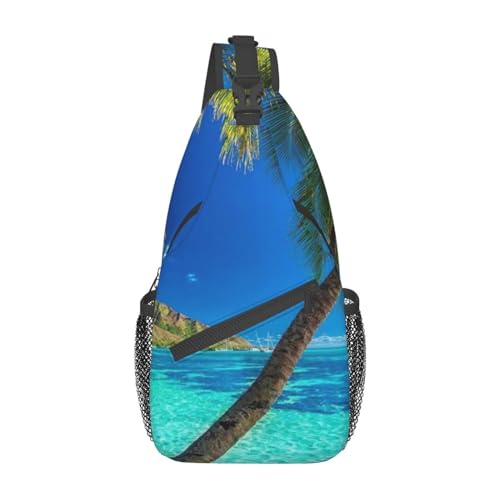 Ocean Tropical Island Bauchtasche für Mann Frauen Hüfttasche Verstellbarer Gürtel Lässige Brusttasche Bauchtaschen für Reisen Sport Laufen Wandern Hüfttaschen, Schwarz , Einheitsgröße von QQLADY