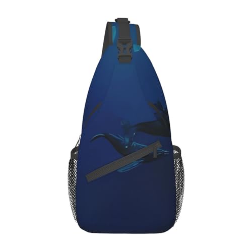 Ocean Whale Fanny Pack for Man Women Waist Bag Adjustable Belt Casual Chest Bag Bum Bags for Travel Sports Running Hiking Waist Packs, Schwarz , Einheitsgröße von QQLADY