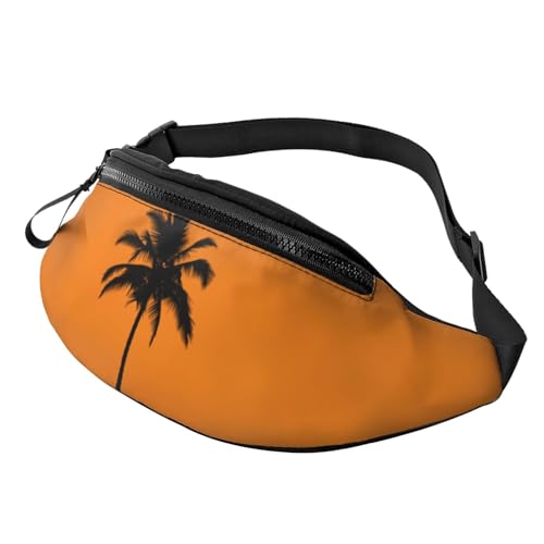 Palm Tree Fanny Pack for Man Women Waist Bag Adjustable Belt Casual Chest Bag Bum Bags for Travel Sports Running Hiking Waist Packs, Schwarz , Einheitsgröße von QQLADY