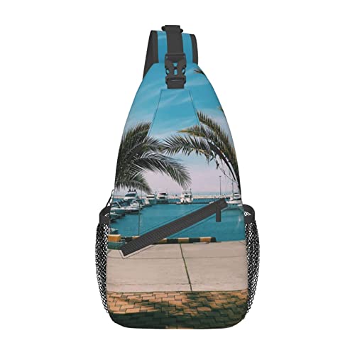 Palm Trees Fanny Pack for Man Women Waist Bag Adjustable Belt Casual Chest Bag Bum Bags for Travel Sports Running Hiking Waist Packs, Schwarz , Einheitsgröße von QQLADY