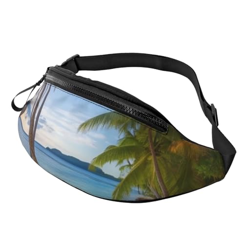 Paradise Beach Palm Trees Fanny Pack for Man Women Waist Bag Adjustable Belt Casual Chest Bag Bum Bags for Travel Sports Running Hiking Waist Packs, Schwarz , Einheitsgröße von QQLADY