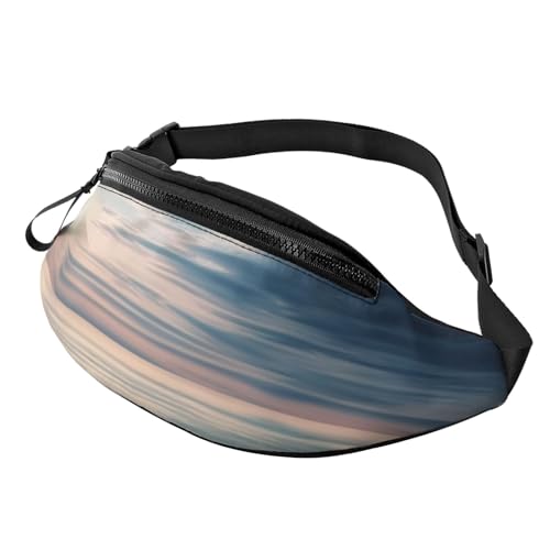 Peaceful Seascape Fanny Pack for Man Women Waist Bag Adjustable Belt Casual Chest Bag Bum Bags for Travel Sports Running Hiking Waist Packs, Schwarz , Einheitsgröße von QQLADY